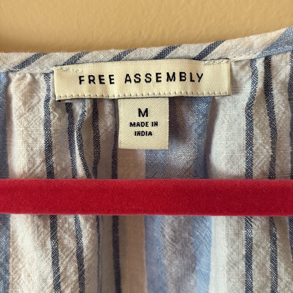Free Assembly Blue and White Striped Dress with Belt, Size M - Picture 2 of 6